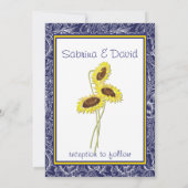 青王室のと黄色のひまわり結婚式招待状 招待状 (裏面)