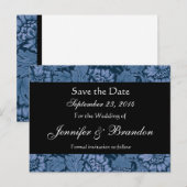 青王室のと黒のダマスク日付のはがきを保存 案内ポストカード (正面/裏面)