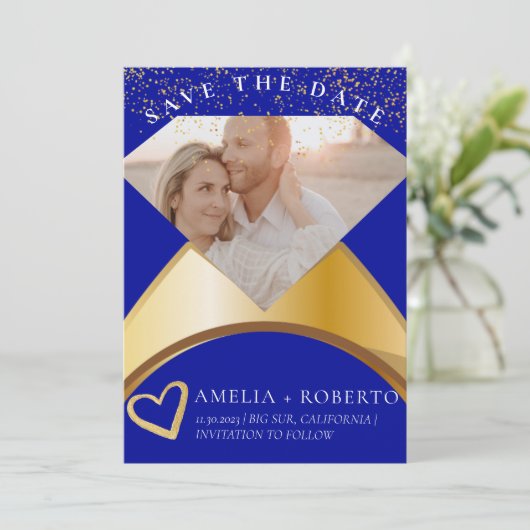 青王室のの結婚リングや輪写真を保存 招待状 (スタンド正面)