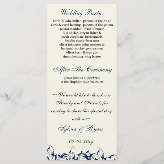 青王室のアイボリー結婚式 プログラム (裏面)