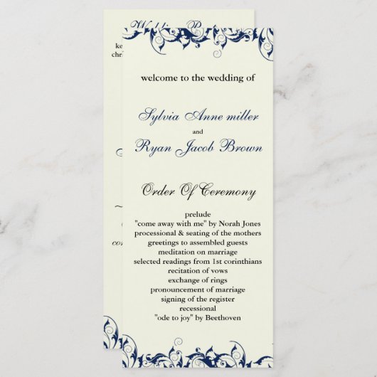 青王室のアイボリー結婚式 プログラム (正面/裏面)