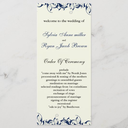 青王室のアイボリー結婚式 プログラム (正面)