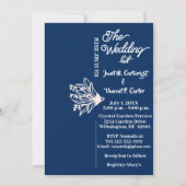 青王室のエレガント白結婚花 招待状 (正面)