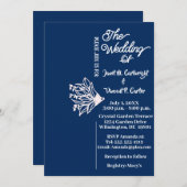 青王室のエレガント白結婚花 招待状 (正面/裏面)