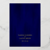 青王室のエレガント金ゴールド飾結婚枠 箔招待状 (裏面)