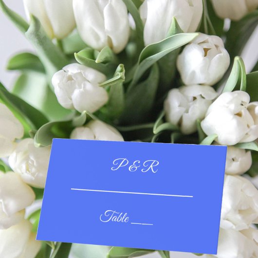 青王室のシンプル色のスタイル付きスクリ結婚プト プレイスカード