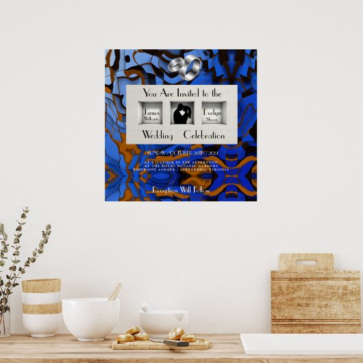 青王室のテーマコンテンポラリーモダン抽象芸術 ポスター (キッチン)