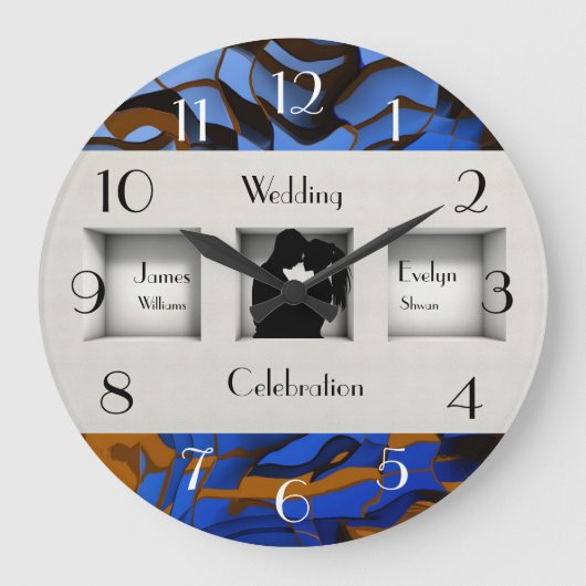 青王室のテーマコンテンポラリーモダン抽象芸術 ラージ壁時計 (正面)