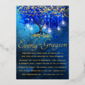 青王室のハートリーフツリー金ゴールド結婚ズ 箔招待状 (正面)