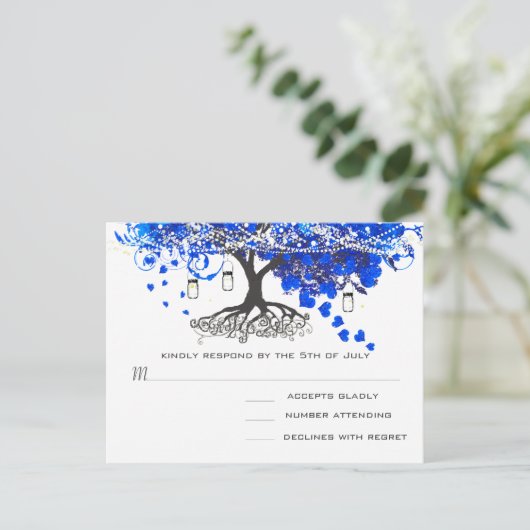 青王室のハートリーフ結婚ツリー インビテーションポストカード (スタンド正面)