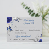 青王室のバラ白い花グレーrsvpカード 出欠カード (スタンド正面)