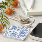青王室のバラ花柄 キーホルダー (正面右)