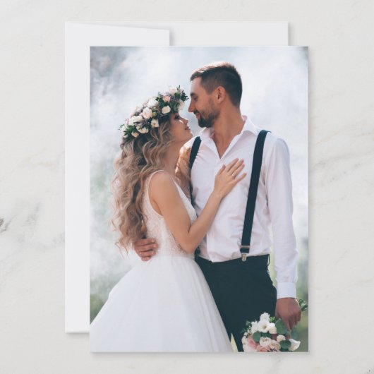 青王室のバラ金ゴールドグリッター結婚写真 サンキューカード (裏面)