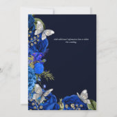 青王室のバラ銀色の蝶の葉シック 招待状 (裏面)