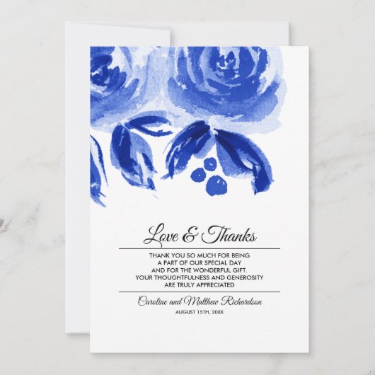青王室のフローラありがとう結婚の写真カード サンキューカード (正面)
