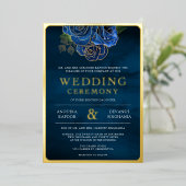 青王室のフローラフォト結婚インディアンの金ゴールド 箔招待状 (立ち正面)