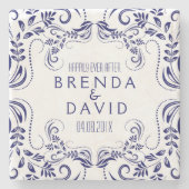 青王室のフローラレースフレームカスタム背景 ストーンコースター (正面)