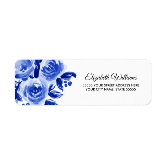青王室のフローラ水色差出人住所ラベル ラベル (正面)