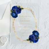 青王室のフローラ金ゴールド幾何結婚の アクリル招待状