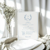 青王室のモノグラムリースQRコー結婚ド 招待状