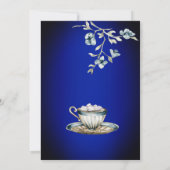 青王室のヴィンテージ素朴な水の色のハイティー 招待状 (裏面)