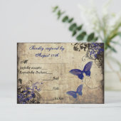 青王室のヴィンテージ蝶RSVP 出欠カード (スタンド正面)