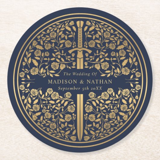 青王室の中世結婚刀 ラウンドペーパーコースター (正面)