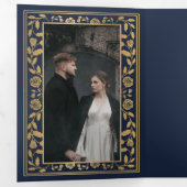 青王室の中世結婚刀QRコード 三つ折り招待状 (内部最初)