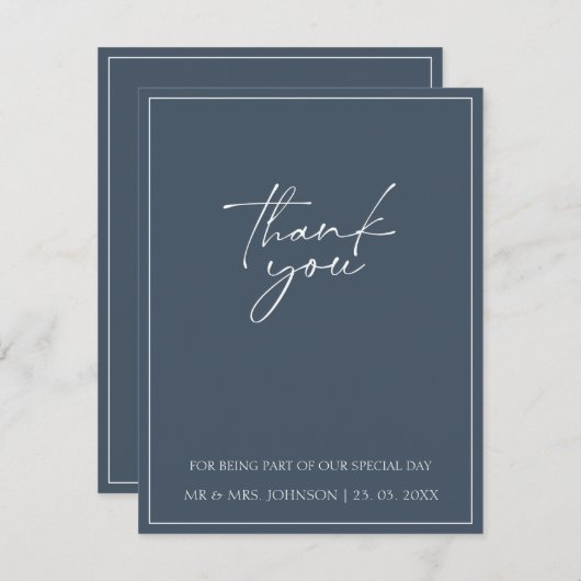 青王室の光スクリプトタイポグラフィ結婚 サンキューカード (正面/裏面)