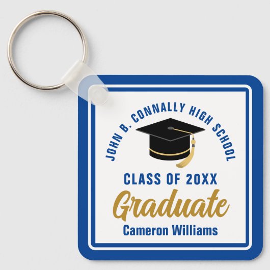 青王室の卒卒業パーソナライズされた進呈 キーホルダー (正面)