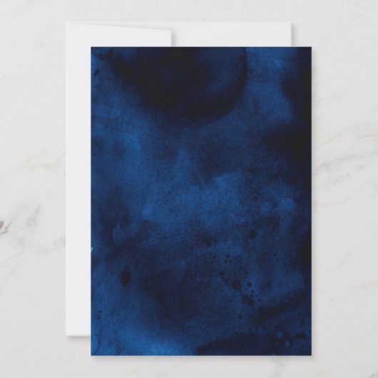 青王室の威厳のある水色ベビーシャワー 招待状 (裏面)