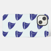 青王室の帆船パターン iPhoneケース (裏面横)