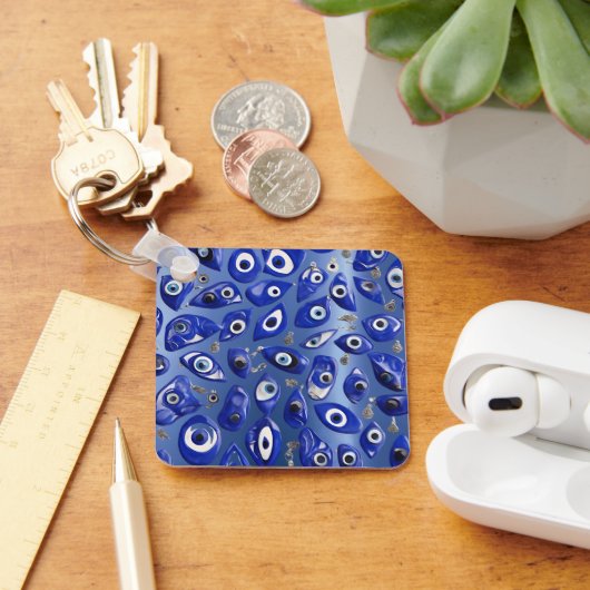 青王室の悪眼チャームパーソナライズされたQRコード キーホルダー (デスク)