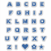 青王室の文字大文字アルファベットハート シール (正面)