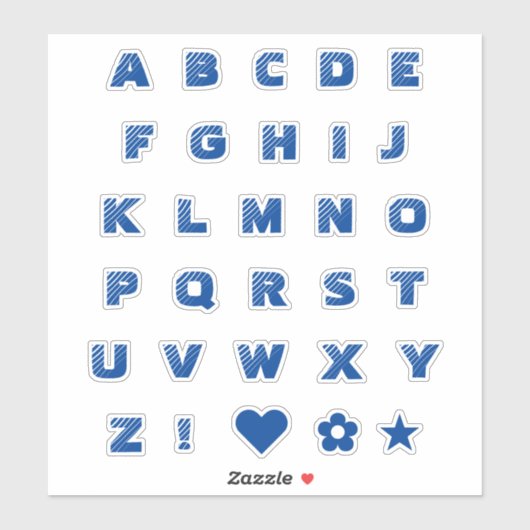 青王室の文字大文字アルファベットハート シール (シート)