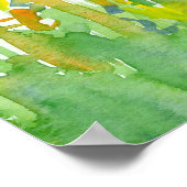 青王室の日照黄色の水彩花 ポスター (角)