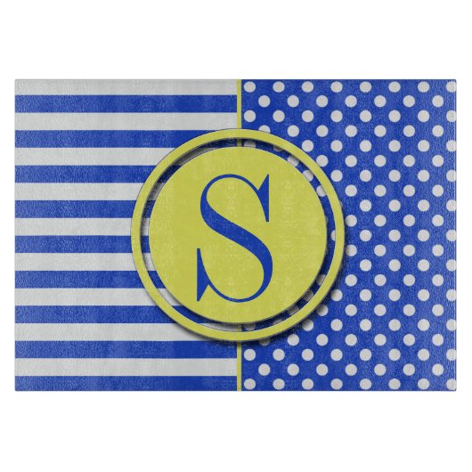 青王室の水玉模様とストライプ – モノグラムSTaylor カッティングボード (正面)