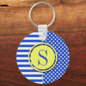 青王室の水玉模様とストライプ – モノグラムSTaylor キーホルダー (正面)