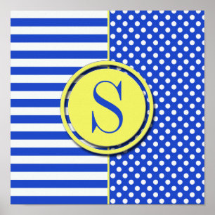 青王室の水玉模様とストライプ – モノグラムSTaylor ポスター
