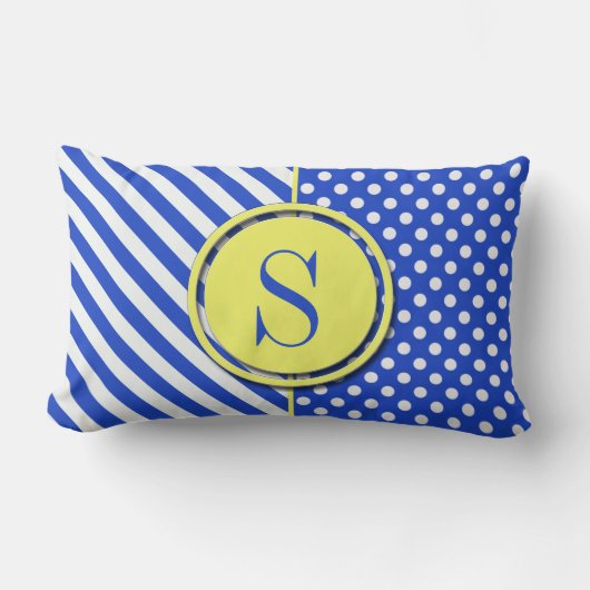 青王室の水玉模様とストライプ – モノグラムSTaylor ランバークッション (正面)