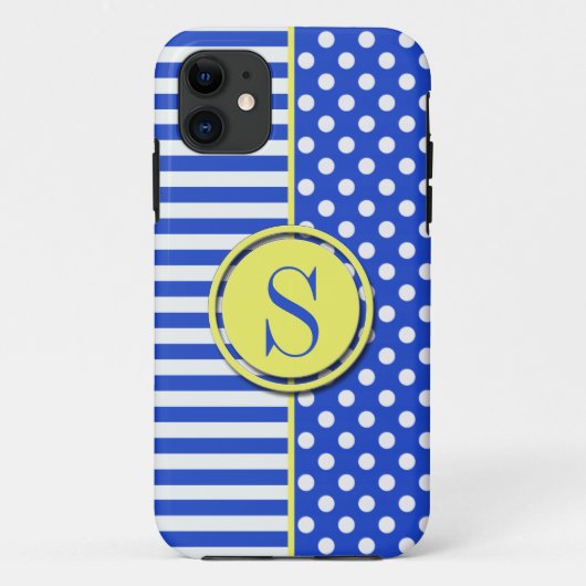 青王室の水玉模様とストライプ – モノグラムSTaylor Case-Mate iPhoneケース (裏面)