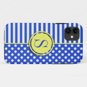青王室の水玉模様とストライプ – モノグラムSTaylor Case-Mate iPhoneケース (裏面(横))