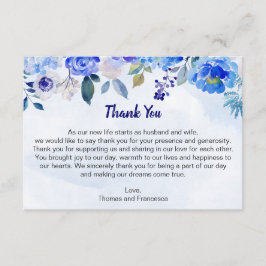 青王室の水色フローラサンキューカード サンキューカード