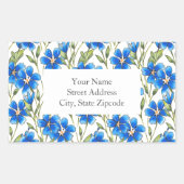 青王室の水色フローラステムパターンラベル 長方形シール (正面)