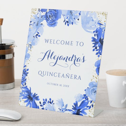 青王室の水色フローラ金ゴールドキンセアニェラ 台座サイン (インサイチュ)