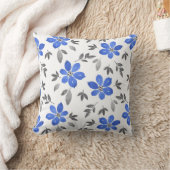 青王室の水色植物模様 クッション (ブランケット)