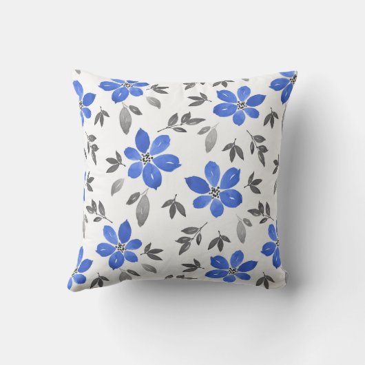 青王室の水色植物模様 クッション (裏面)