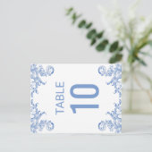 青王室の水色花盛テーブル番号カード ポストカード (スタンド正面)