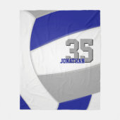 青王室の灰色と白の銀色バレーボール フリースブランケット (正面)