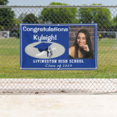 青王室の灰色アクセント付きビニール卒業写真 横断幕 (インサイチュ)